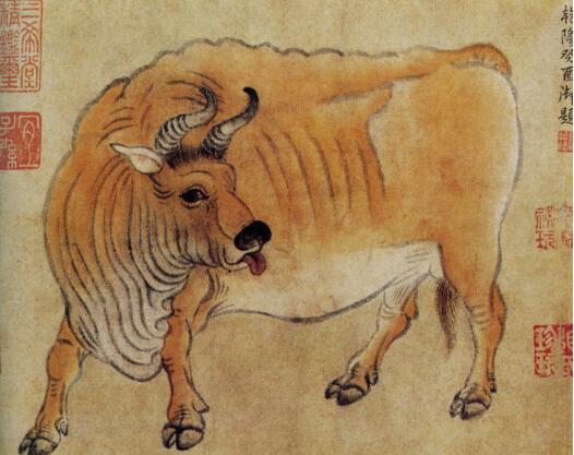 中国十大传世名画之五牛图，画出人格化的五头牛