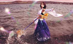 最终幻想尤娜唯美cosplay萌妹高度还原最美女神写真